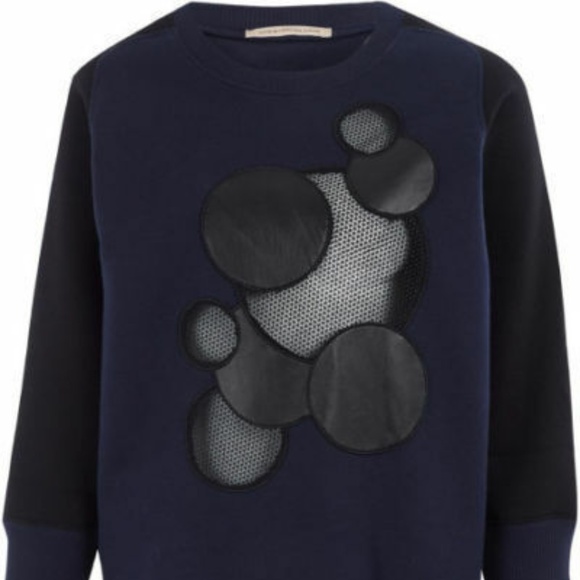 Christopher Kane Blue Black Leather Sweatshirt ( M ) - Picture 3 of 7